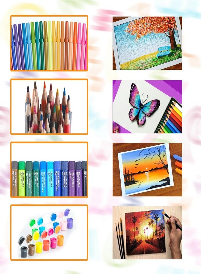 Artiggle 90 Piece Ultimate Art Kit | Colour Set Kit | Art & Craft Set with Coloring Book, Paints, Crayons, Sketch Pens, Color Pencils, Scissors, Glitter Glue, etc. | Suitable for Kids Above 3+ Years - Image 5